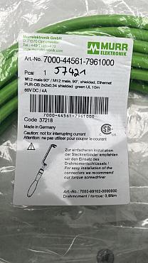 Find Quality Murr Elektronik  7000-44561-7961000 M12 male 90° / M12 male 90° D-cod. shielded PUR 1x4xAWG22 shielded gn UL/CSA+drag Products at CNC-Service.nl. Explore our diverse catalog of industrial solutions designed to enhance your processes and deliver reliable results.