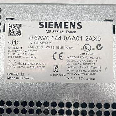 Find Quality Siemens  6AV6 644-0AA01-2AX0 Simatic HMI MP 377 12" Touch Multipane Products at CNC-Service.nl. Explore our diverse catalog of industrial solutions designed to enhance your processes and deliver reliable results.